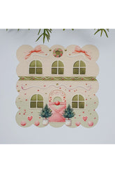 Yeşil Şeker Ev Konseptli Sulu Boya Desenli Lazer Kesim Kumaş Kokteyl Peçetesi 1 Adet